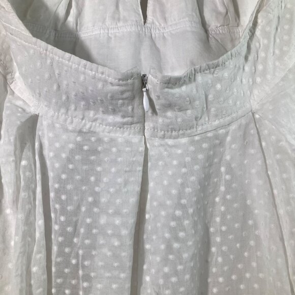 Womens J Crew Baby Doll Halter Top Dress Swiss Dot Lined White 8 Ruffle Hem - Picture 6 of 8